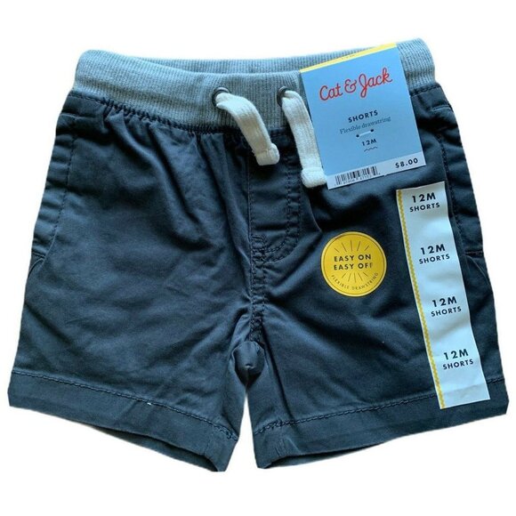 2 Boys Chino Shorts Toddler Baby 12M Charcoal Black New With Tags Cat & Jack - Picture 2 of 3